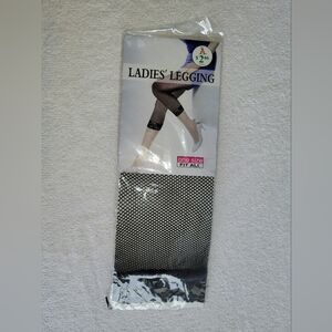 NWT Black Footless Fishnet Tights with black lace trim